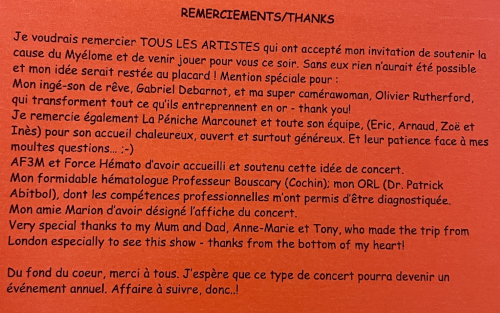 Concert Sarah Tullamore Remerciements