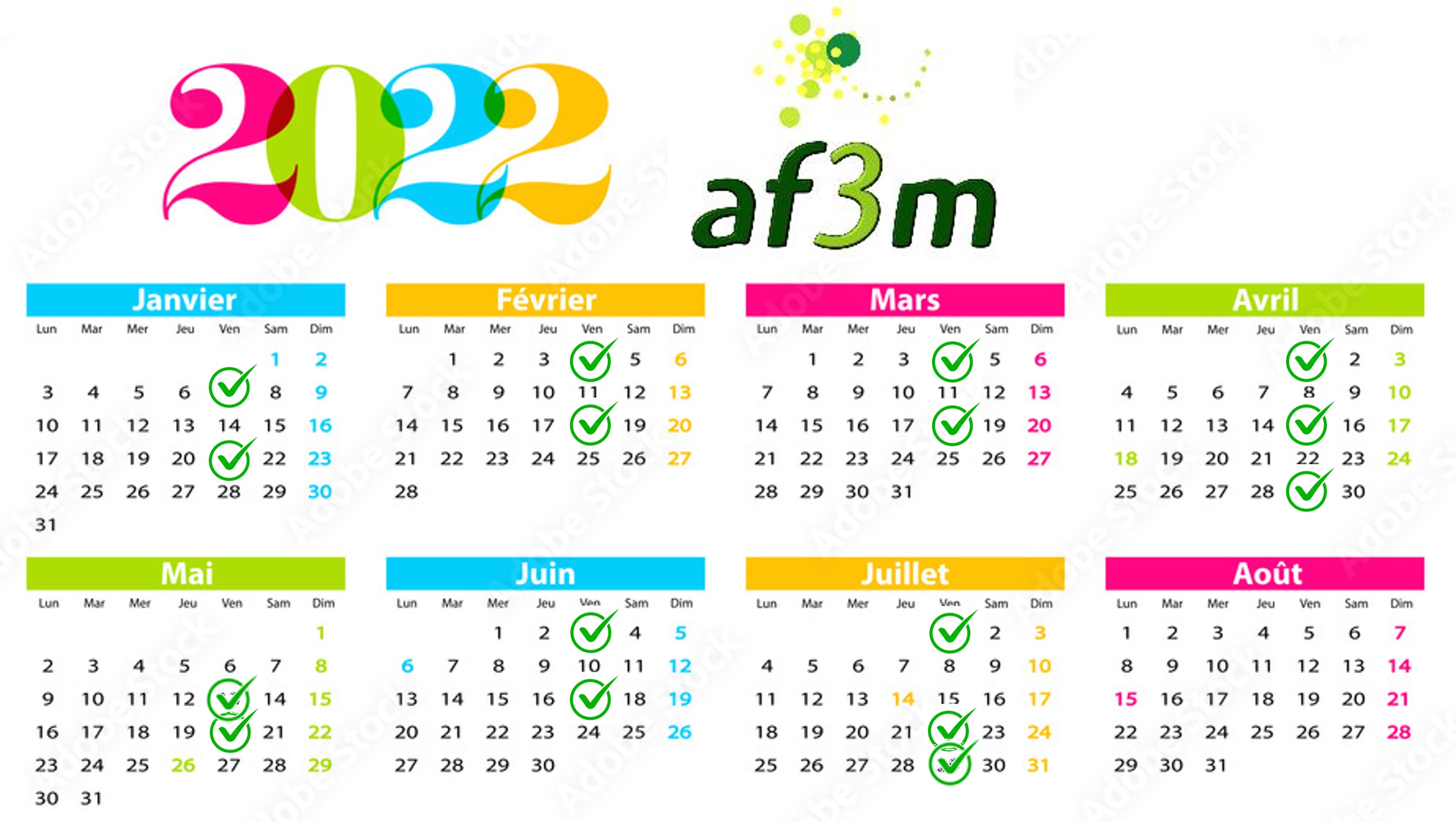 Calendrier 2022 permanences AF3M
